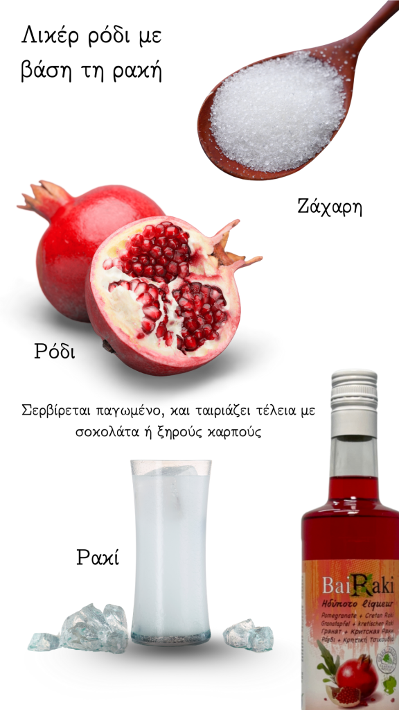 Συνταγή ρακόμελο με συστατικά ζάχαρη, ρόδι, ρακί